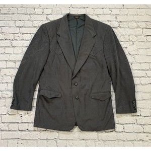 Farah Mens Size 46L Western Wear Gray 2 Button Blazer Sport Coat 4 Button Sleeve